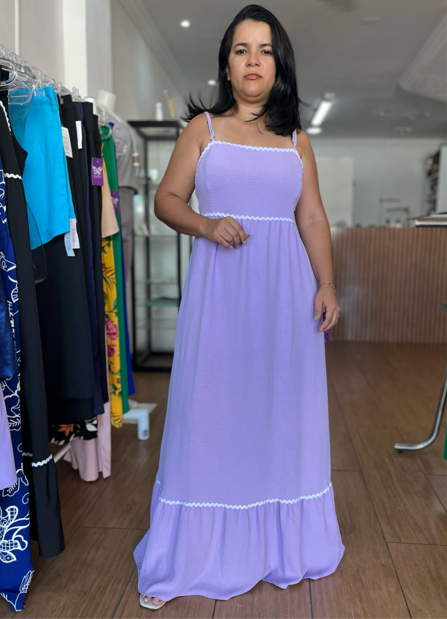 Vestido Crepe- Alça Regulável