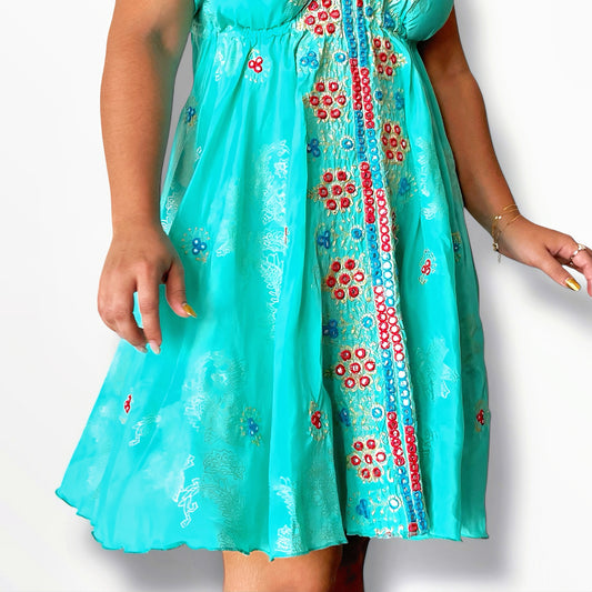 Vestido indiano verde aqua