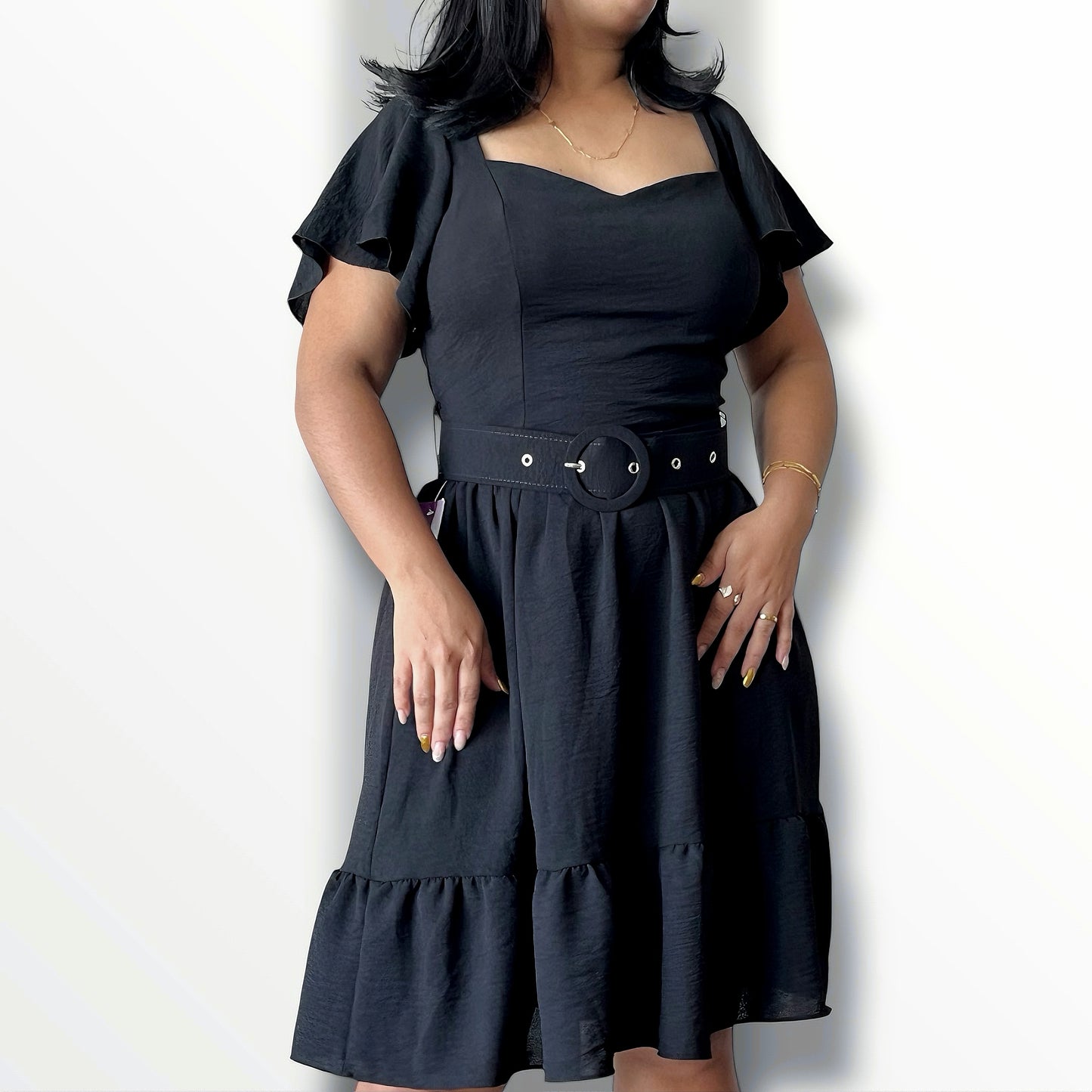 Vestido Curto com cinto